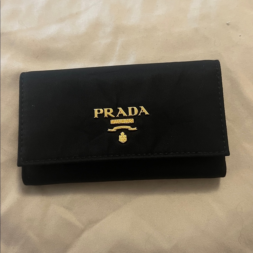 Prada Tessuto Black Nylon Key-holder Wallet Case